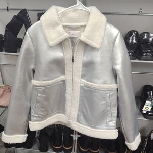 a new day Silver Kids Puffer Jacket with Cream Trim